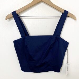 Jason Wu Navy Blue Square Neck Cropped Top